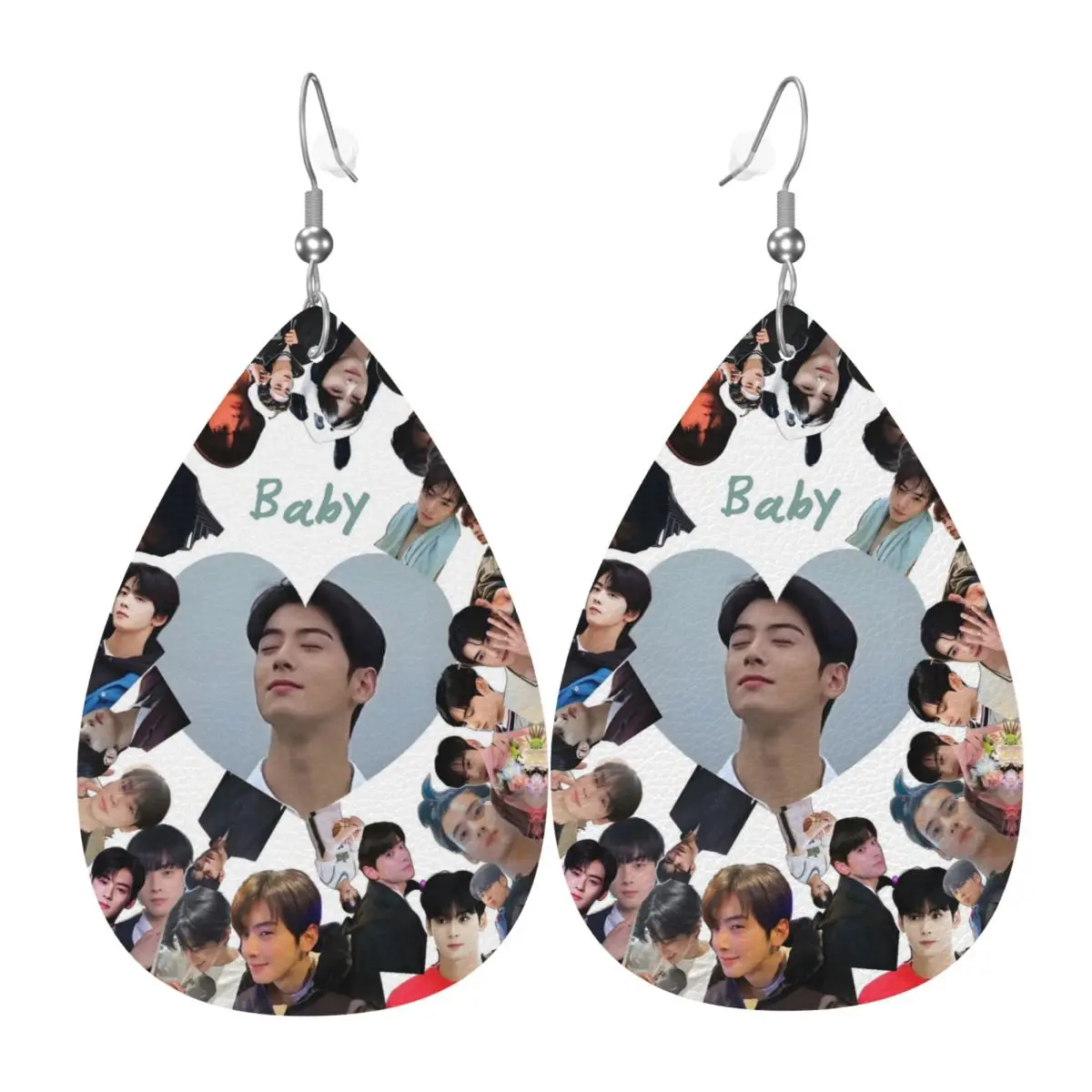 Custom Cha-A Singer Eun Woos Leather Teardrop Earrings Personalized For Women Kpop Star Jewelry Accessories For Valentine's Day
