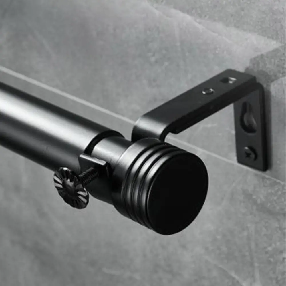 

Modern Adjustable Curtain Rod Set Thread Thicken Curtain Rail Carbon Steel Black Drapery Curtain Telescopic Rod Cafe