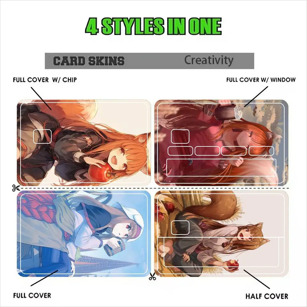 Spice and Wolf Anime Holo Sticker Film Tape Skin for Credit Card Debit Card Waterproof Stickers Cartoon