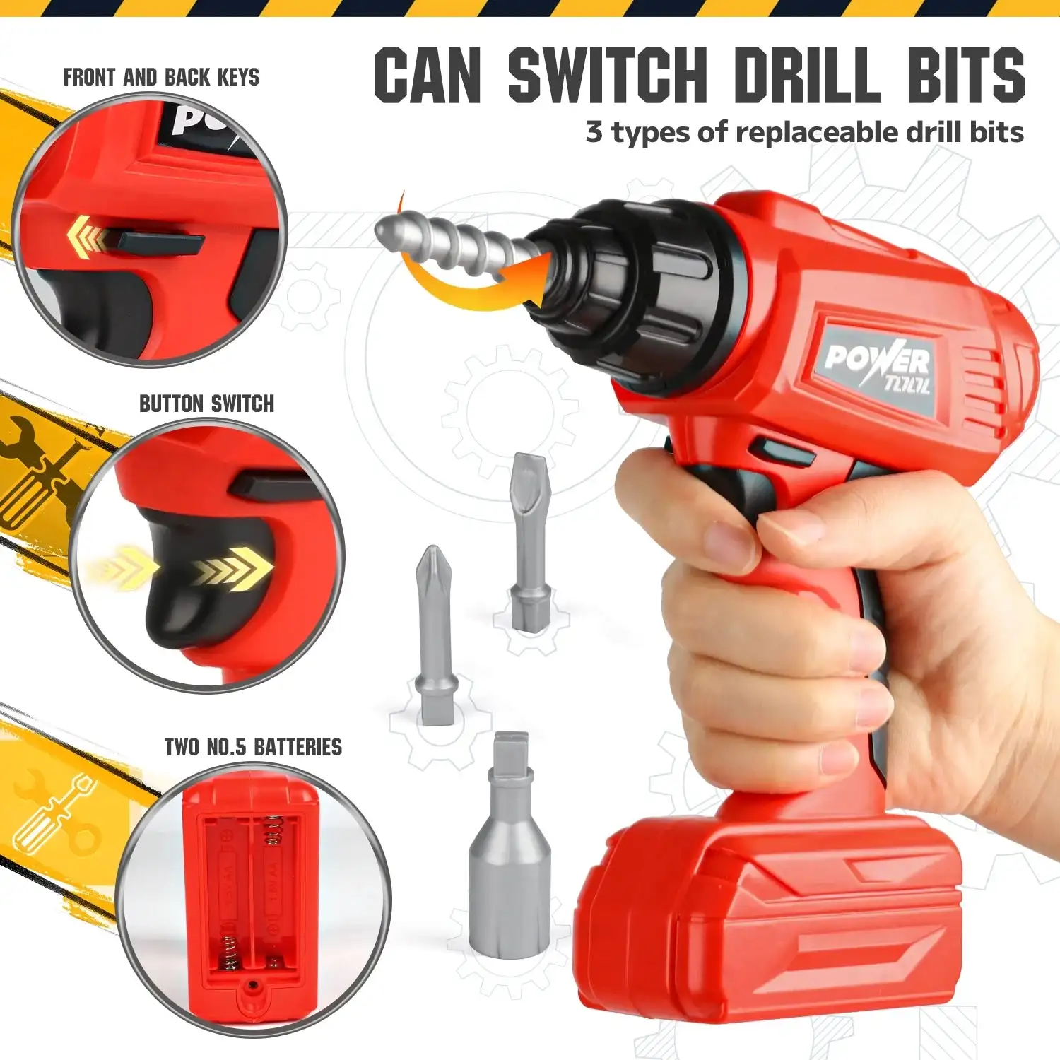 مجموعة عربة أدوات الأطفال مع مثقاب كهربائي لعبة منضدة البناء للأطفال الصغار هدية عيد الميلاد للأولاد