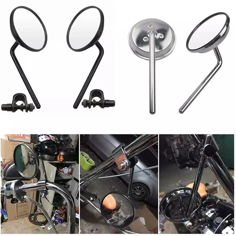 

2Pcs 7/8" 22mm-25mm Universal Handlebar Round Rear View Side Mirrors Motorcycle Bobber E-bike Racer Cafe Motorcycle Accessories