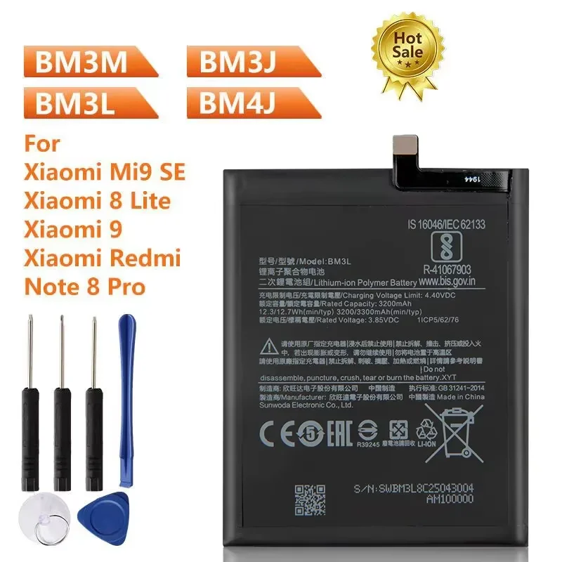Replacement Battery BM3M For XiaoMi Mi9 SE Mi 9 SE BM3J MI8 Lite BM3L Xiaomi 9 MI9 M9 MI 9 BM4J Redmi Note 8 Pro