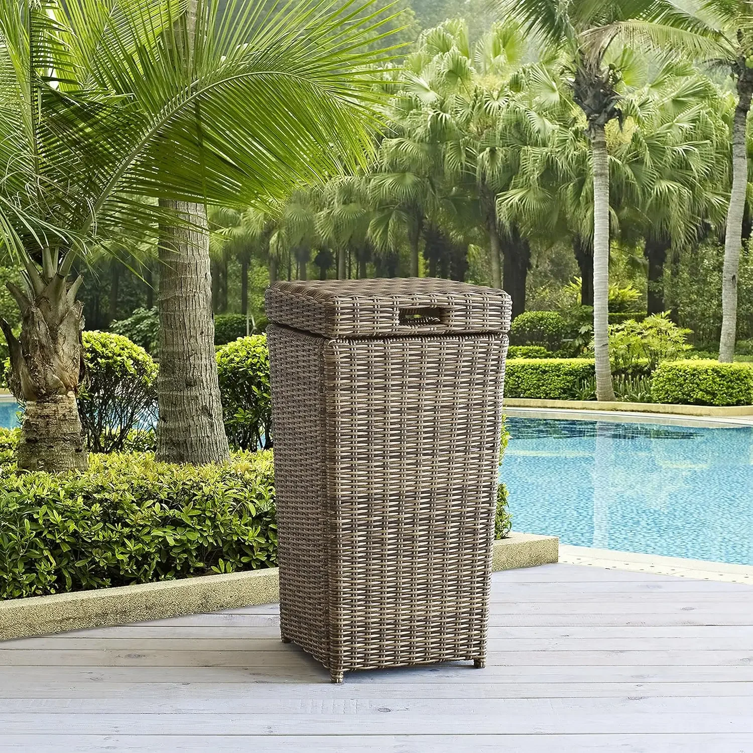 

Crosley Furniture CO7306-WB Bradenton Outdoor Wicker Trash Bin, Weathered Brown