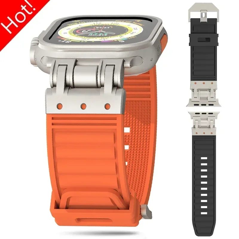 

Sports Silicone Band For Apple Watch Ultra3 49mm 45mm 44 42 Soft Rubber Strap For Watch Series 11 10 9 8 7 6 5 4 se Men Bracelet