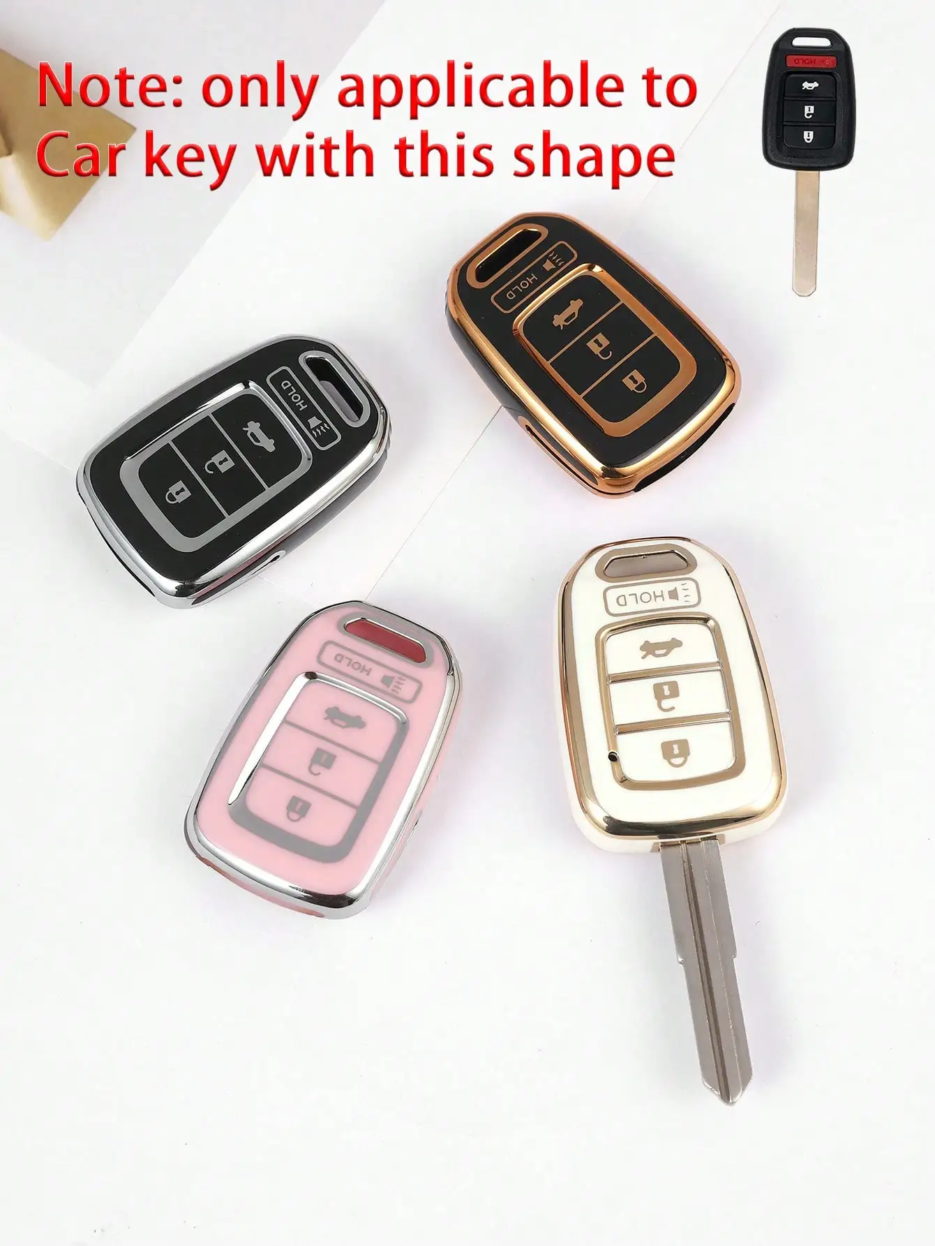 

1 шт. Мягкий чехол для ключей из ТПУ для 4-кнопочных прямых автомобильных ключей, разнообразные цветовые варианты