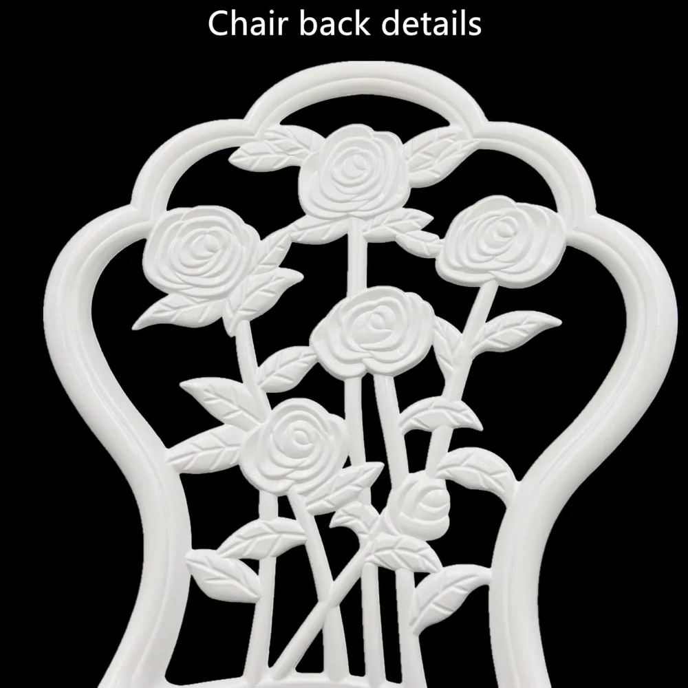 KAILI Outdoor Furniture Bistro Set with Rose Pattern 1 Table 2 Chairs for Garden Patio Porch (Rose-White)