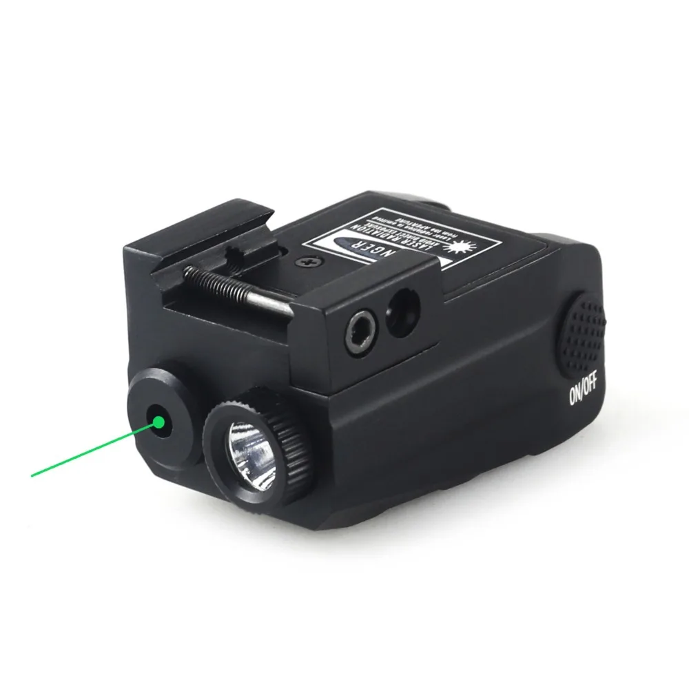 التكتيكية مسدس مصباح ليد جيب كومبو الأحمر الأخضر نقطة سلاح بندقية ضوء للتصوير في الهواء الطلق صالح 20 مللي متر Picatinny السكك الحديدية