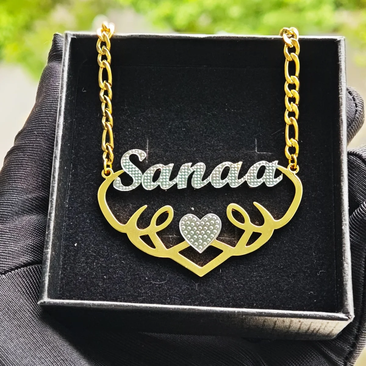 

Ожерелье из нержавеющей стали по индивидуальному заказу, ожерелье с рогом оленя, женские украшения, цепочка Фигаро, подарок на годовщину, Рождественский подарок