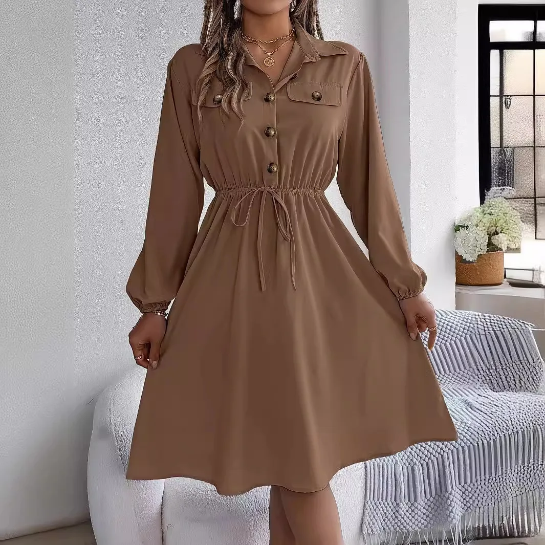 

Elegant Mini ShirtDress Woman Autumn Dresses Casual Black Robe Femme Платье Рубашка Vestidos Mujer Primavera Verano