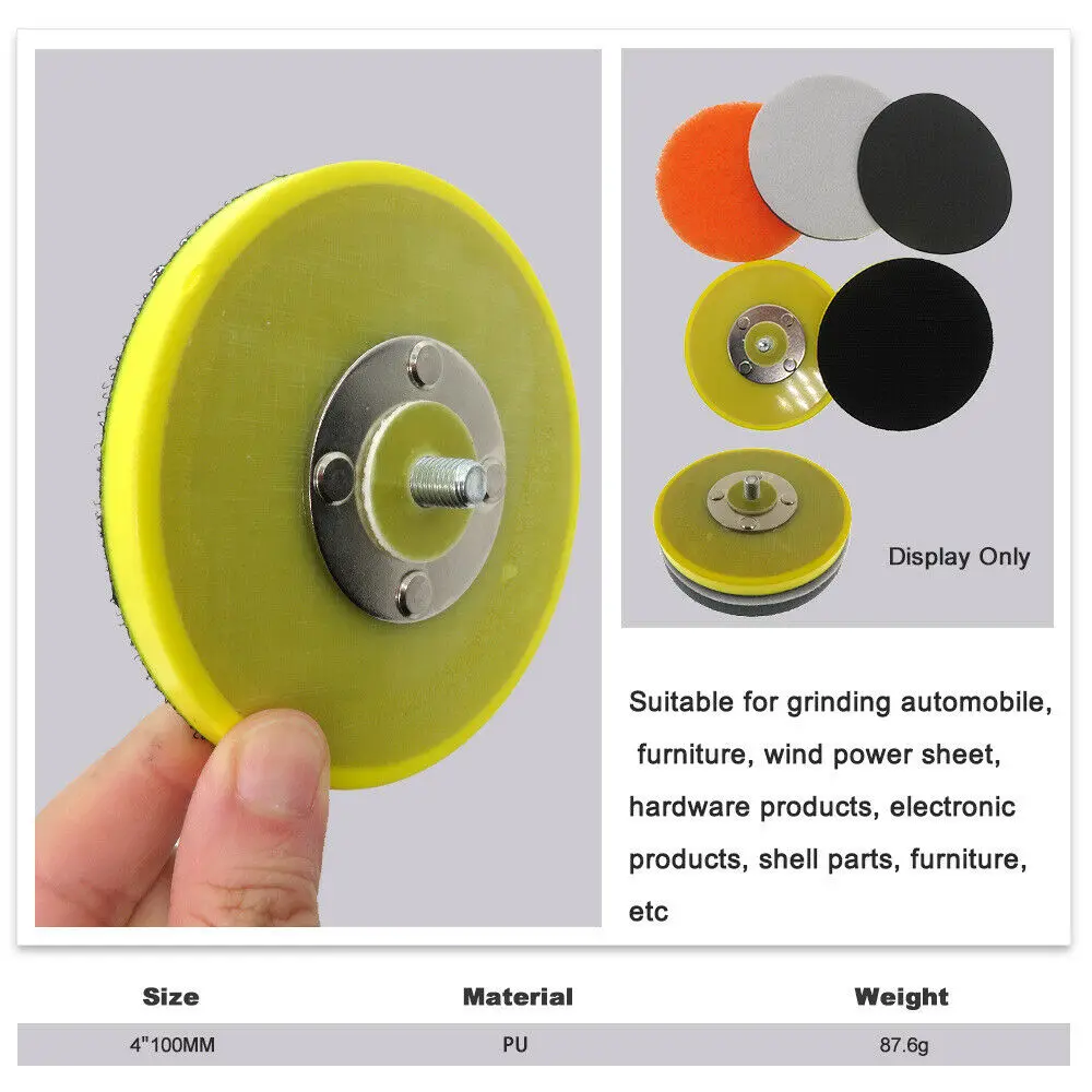 4 "นิ้ว100 Hook & Loop Sanding ขัด Backing Pad กับ M8สำหรับ Air Sander Abrasive Disc กระดาษทราย Buffing Pads