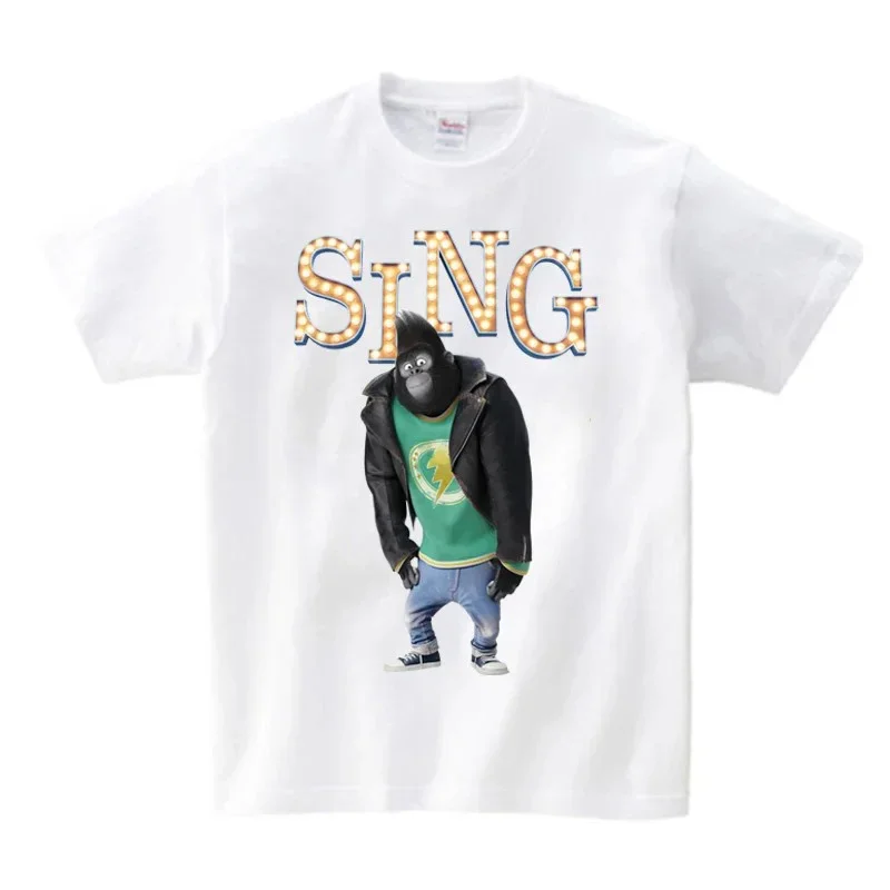 Youth Sing Movies T-shirt Sing Kids Party Shirt Johnny Gorilla Shirt Children's Summer T-shirt Boys Girls Youth Boys Shirt