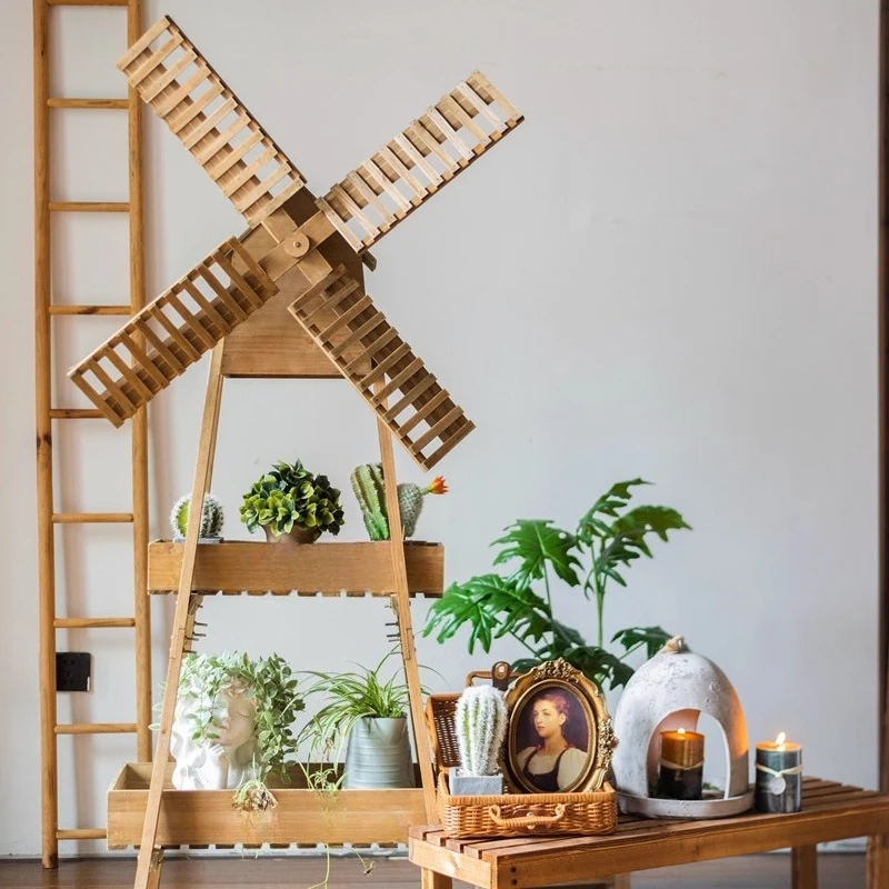 Garden windmill flower rack, living room floor-to-ceiling flower rack rack