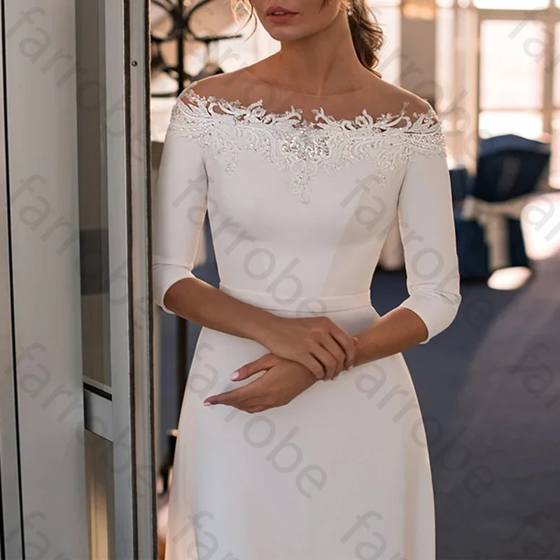Sexy Off-shoulder Evening Dresses Elegant 3/4 Sleeves Celebrity Dress Exquisite High Quality Prom Party Gowns Women Customized