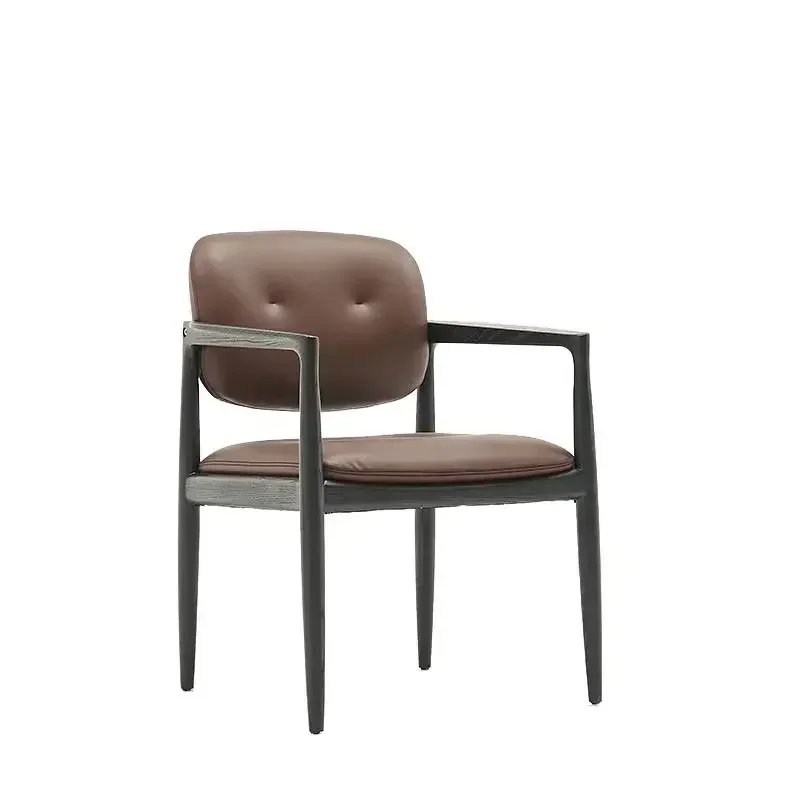 Italian minimalist Italian backrest armchair home living room casual dining chair Nordic style ash wood negotiation chair