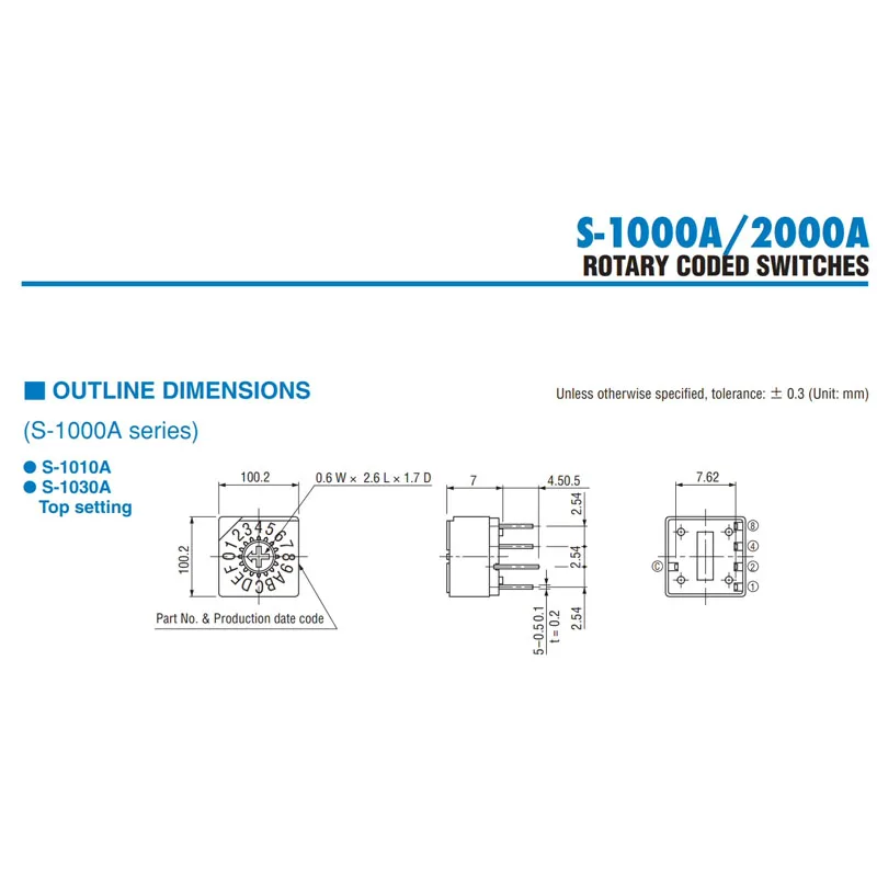2PCS/LOTS Imported from Japan S-1010A 0-F/16 Position Rotary Dial Code Switches 4:1 Foot Positive Code