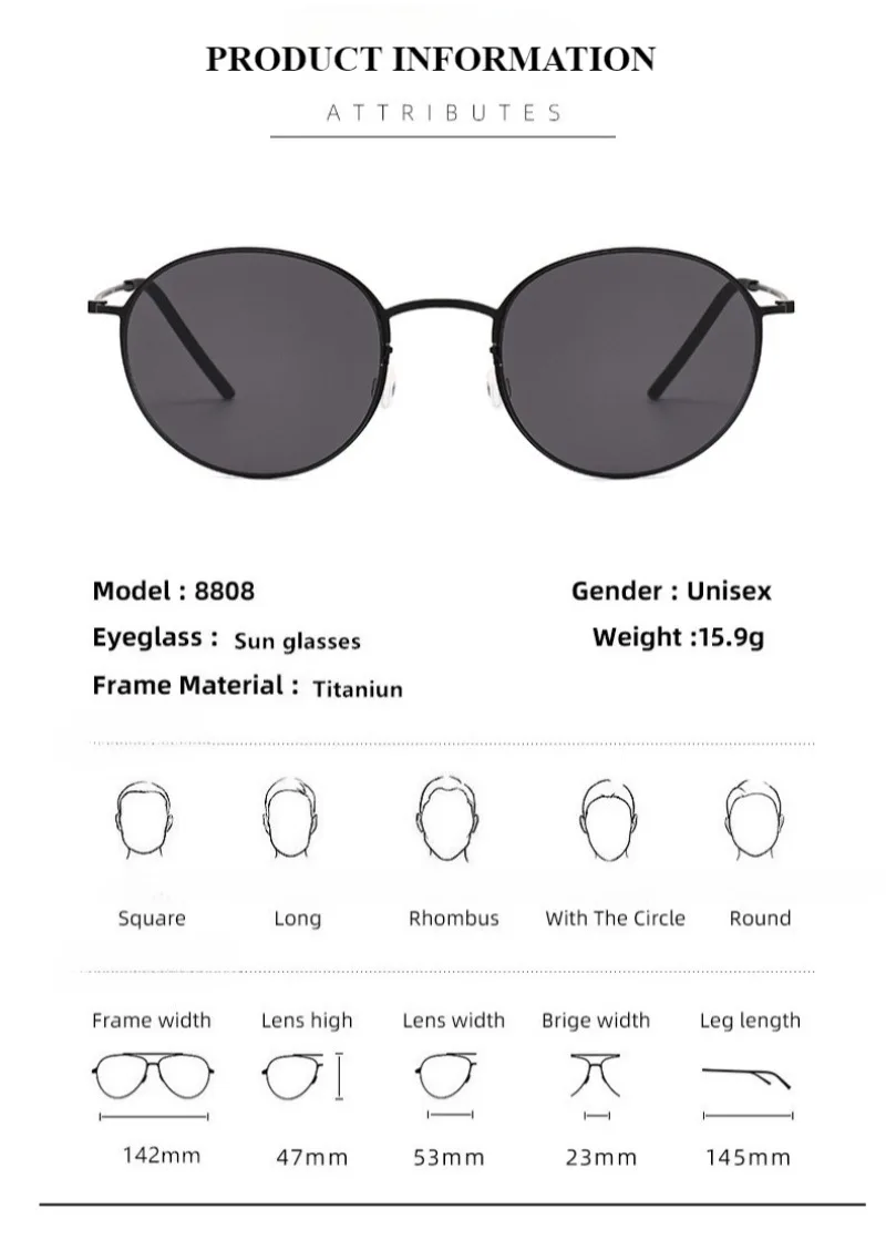 Summer New Outdoor Sunscreen Anti-UV Pure Titanium Glasses Frame Sunglasses Retro Round Large Frame Screwless Denmark Brand 2025