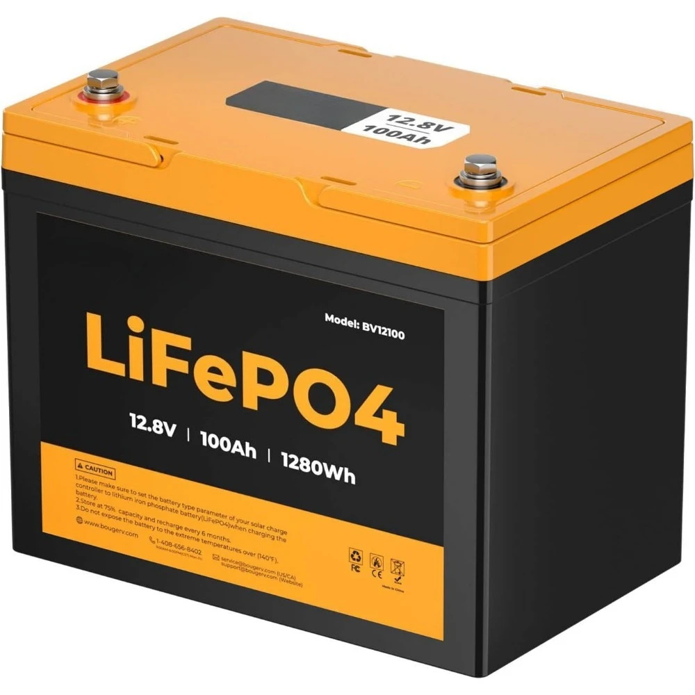 

12V 100Ah Group 24 LiFePO4 Battery, Low-Temp Protection, Built-in 100A BMS, 1280Wh Deep-Cycle，Lithium-Iron Phos
