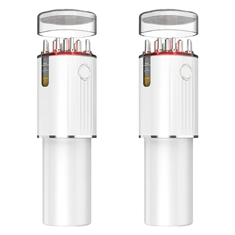 

2X 3-In-1 Vibrating Hair Oil Applicator & Scalp Massager Red Lights With 70Ml Storage Hair Treatment Growth Applicator