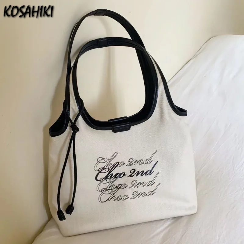 

2025 New Casual Letter Print Women's Handbags Office Lady Y2k Aesthetic Shoulder Bags All Match Simple Underarm Bag Streetwear