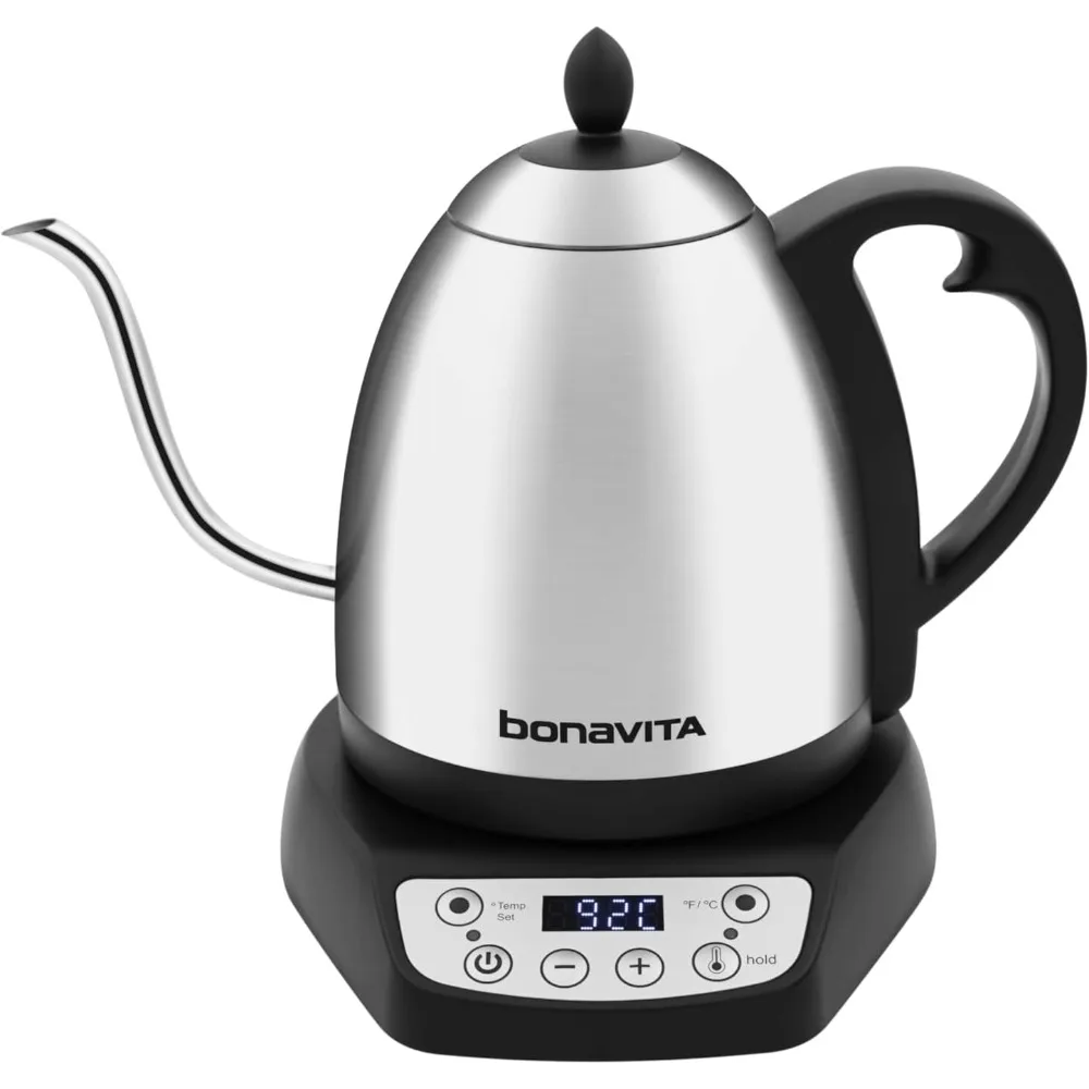 

1L Digital Variable Temperature Gooseneck Electric Kettle for Coffee Brew and Tea Precise Pour Control, 6 Preset Temps, Café or