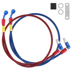 1pc 100cm / 39inch 28 90 Degree M10 Brake Line Fit for Motorcycle Scooter Dirt Pit Bike, Steel Braided Hydraulic Brake Oil Hose
