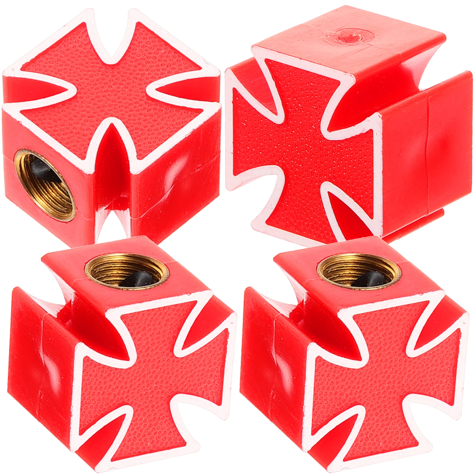 

4 pcs Tire Valve Caps Cross Design Car Truck Automotive Dustproof ABS Copper Material Covers For Vehicle Valves