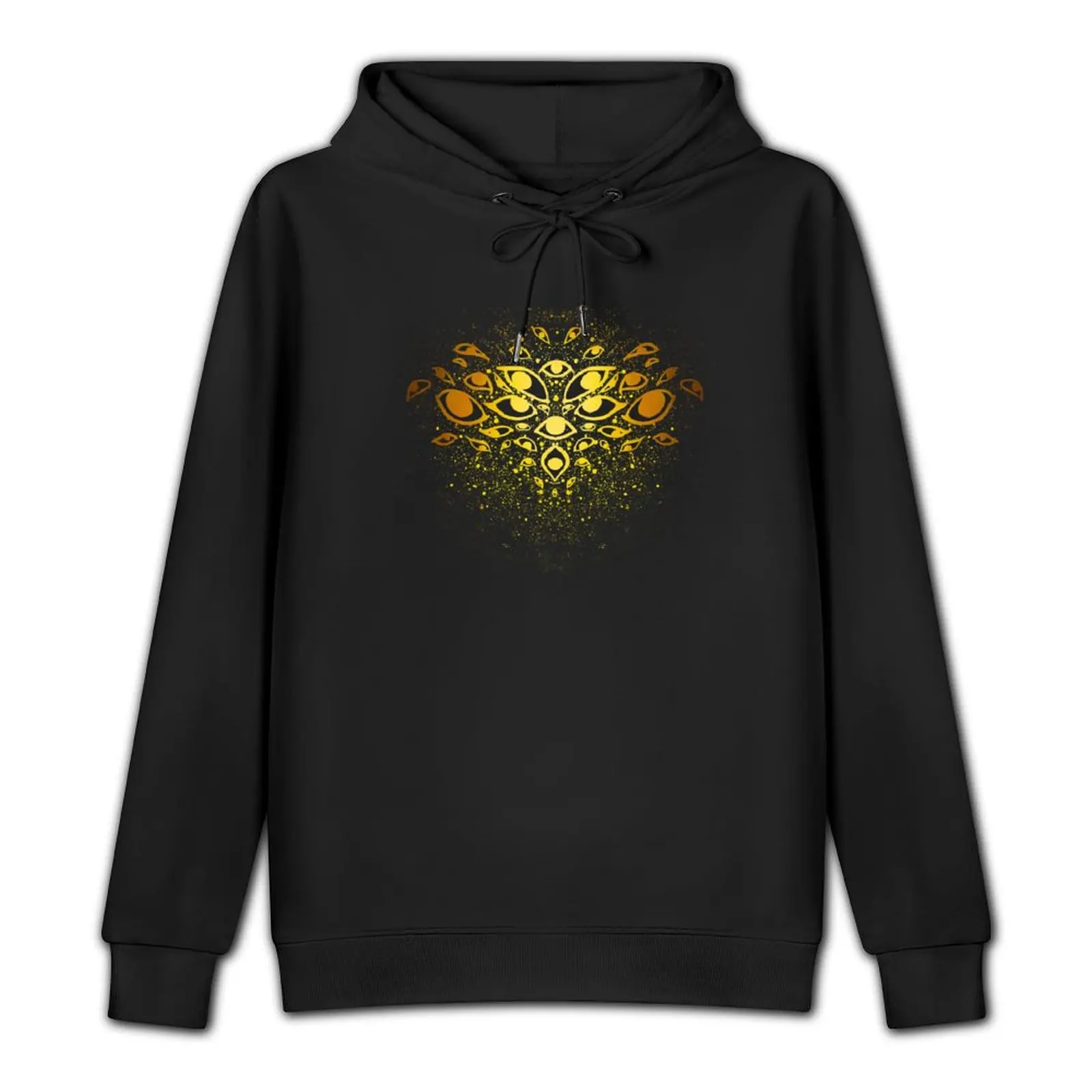 Golden Eyes - Offset on Black Pullover Hoodie korean autumn clothes korean style clothes new hooded tee