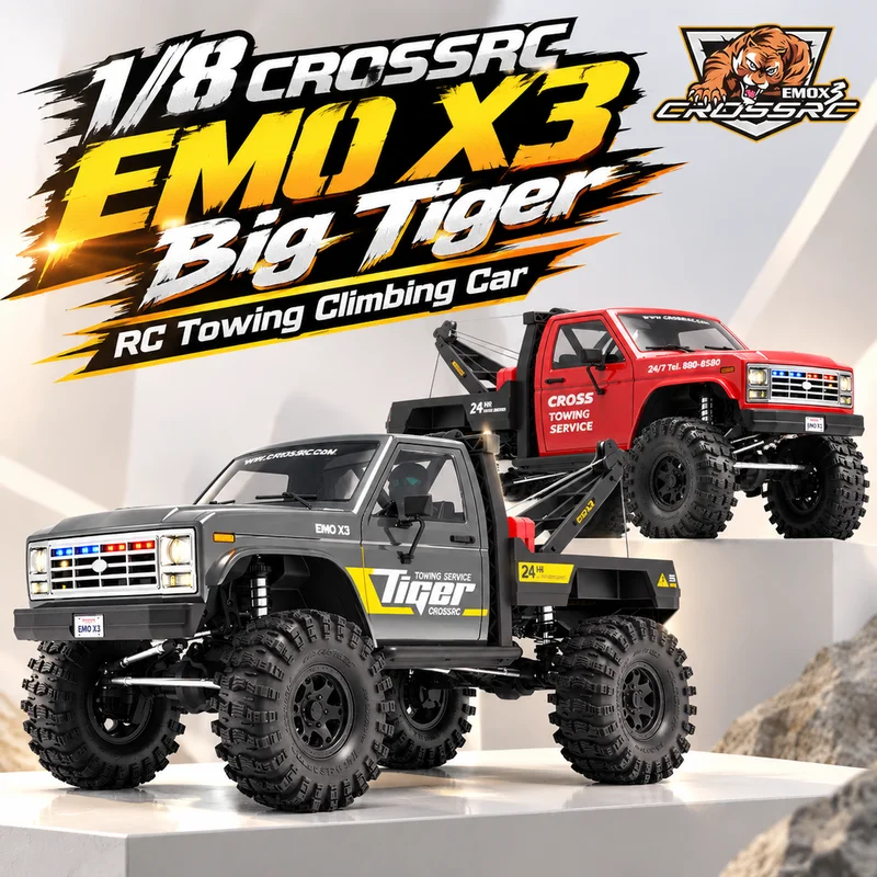 Hot 1/8 CROSSRC EMO X3 Big Tiger Remote Control Electric Rescue Towing Climbing Off-road Vehicle RC Two-Speed Model With Lights