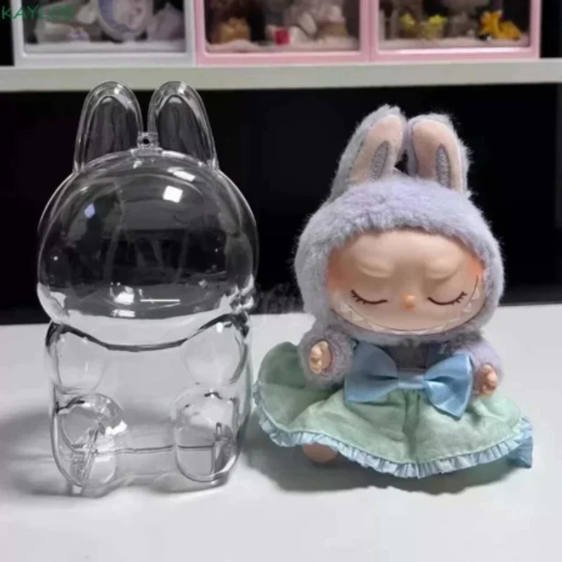 حافظة واقية من الأكريليك صندوق منظم شفاف لأكياس سلسلة مفاتيح الدمية السميكة على طراز اليقطين من Labubu V1 V2