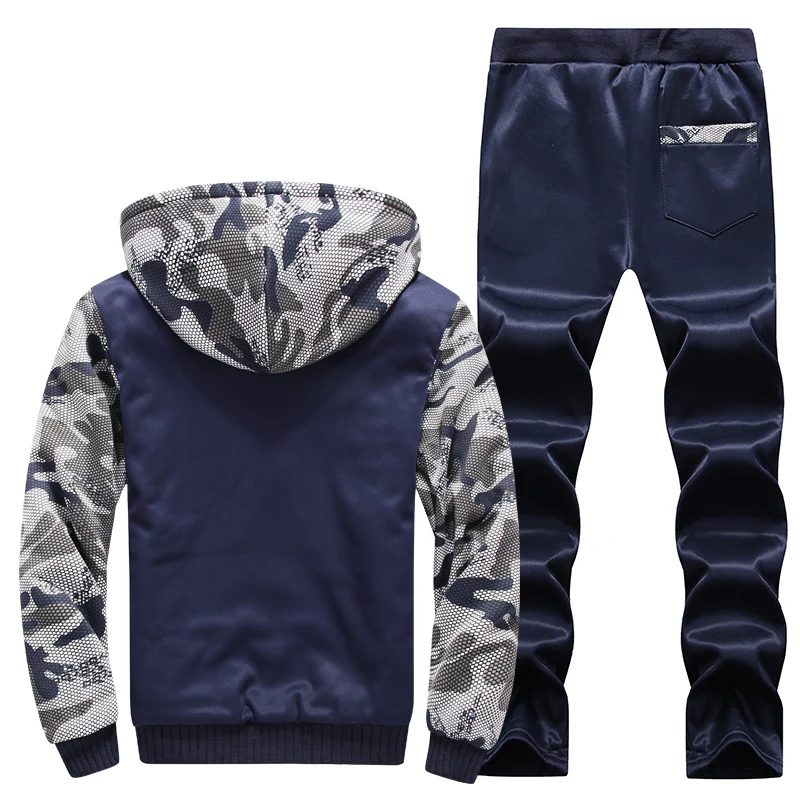 

Зимняя новая мужская мода для отдыха, многоцветный комплект с бархатным теплым комплектом, популярный комплект из двух предметов для мужчин сгусток