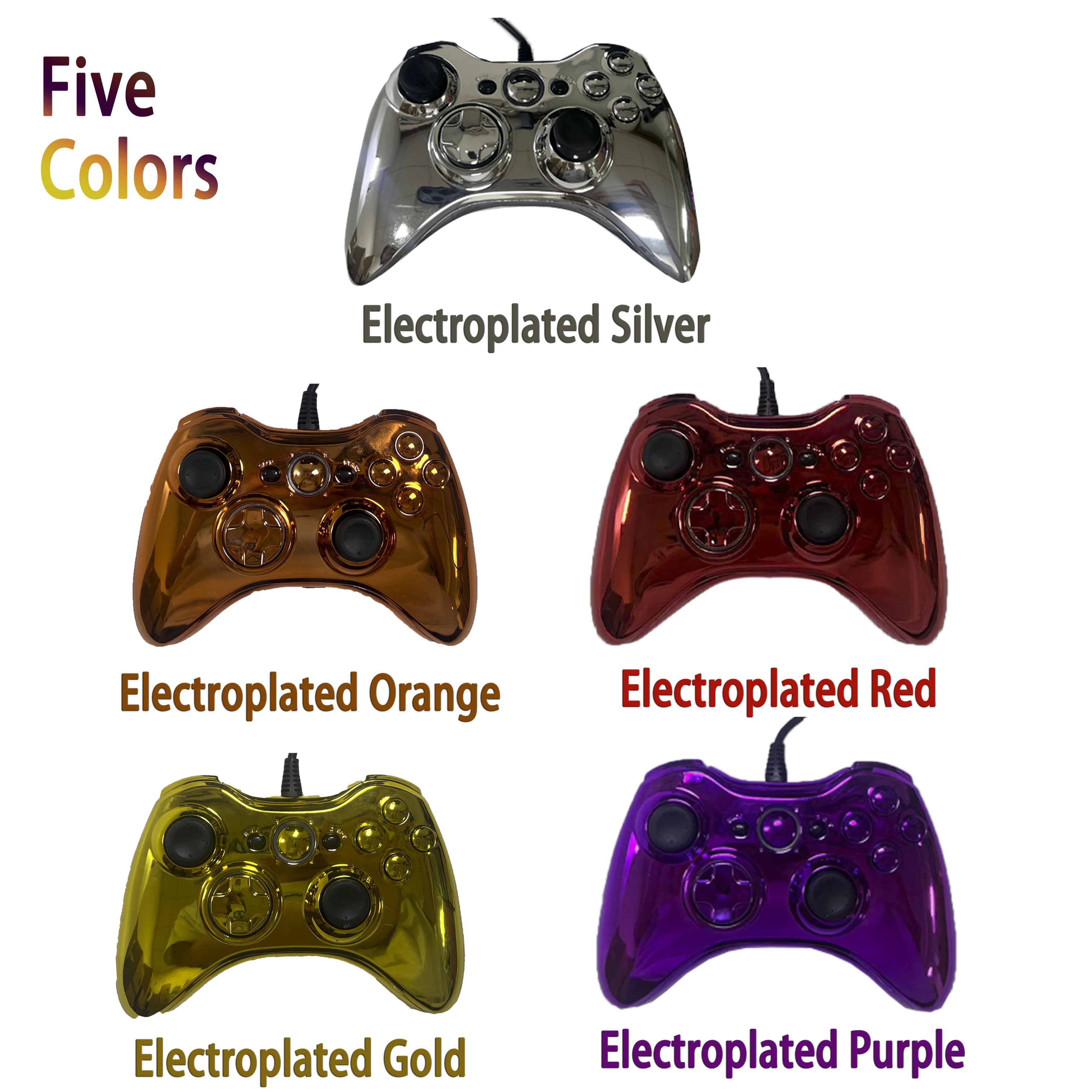 وحدة تحكم سلكية للألعاب Xbox 360 مع لمسة نهائية أنيقة مطلية بالكهرباء - محيطية لألعاب USB، متوافقة مع Xbox 360 وPC