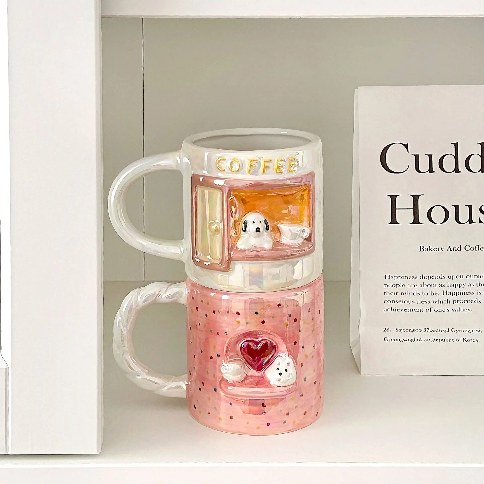 

320ml Cute 3D Dog Ceramic Coffee Mug Aesthetic Couple Cup for Tea Latte Home Decor