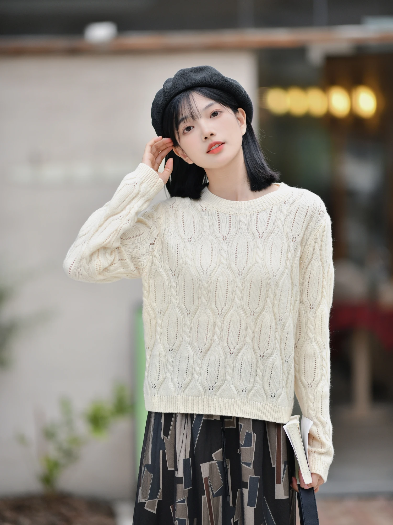 

Вязаный свитер TheLAN Original Design осенне-зимний, однотонный, с вышивкой, женский модный топ с ажурными элементами