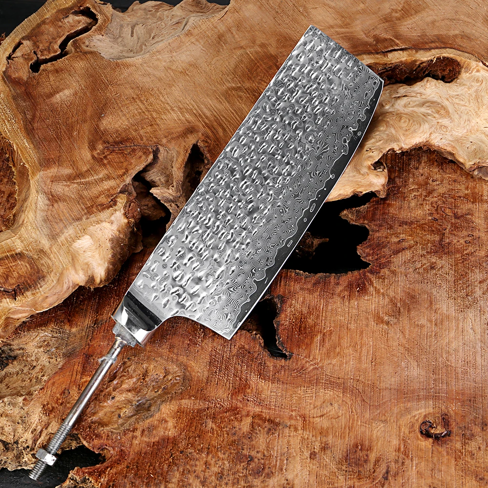 Hand Forged Hammered Damascus kitchen knife blanks Japanese Damascus Steel Blade Blank Nakiri Knife Making Material DIY knife