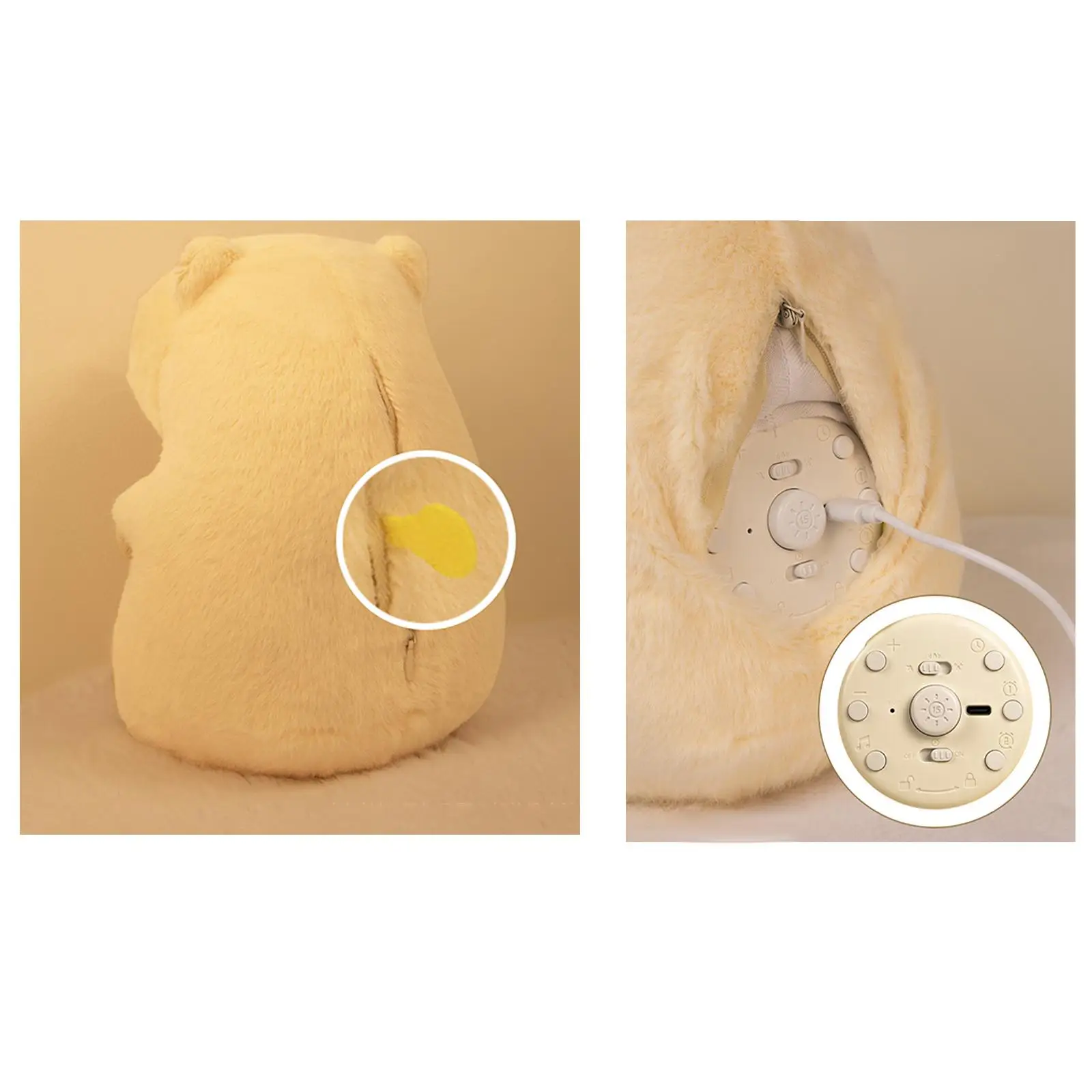 Adorable Capybara Plush Toy Alarm Clock Lamp for Children Soft Stuffed Night Light with Vibrating Alarm and 7 Volume Levels