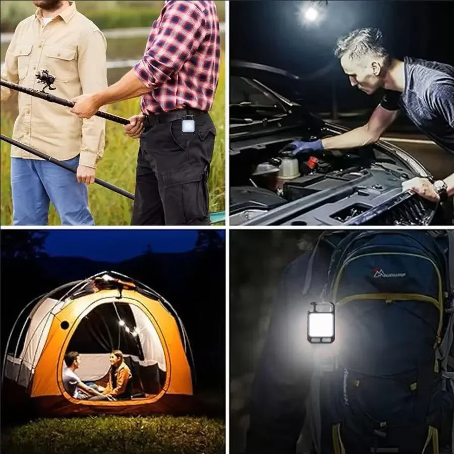 Portátil chaveiro luz mini multifuncional lanterna de acampamento usb recarregável trabalho led brilhante cob bolso clipe lanterna