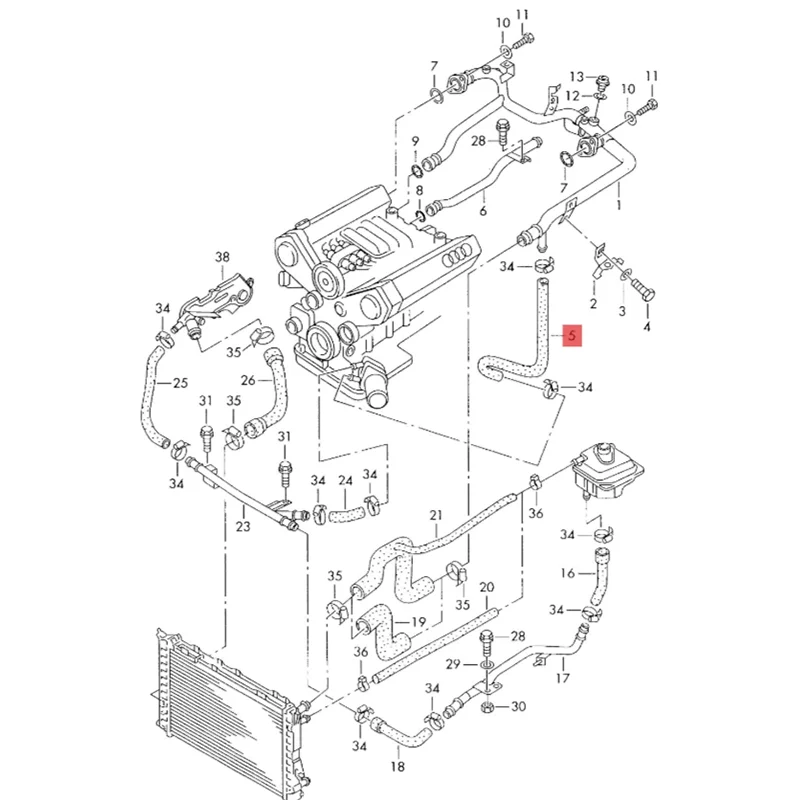 Cooling water hose Iron water pipe Coolant water pipe connected to iron water pipe 071  078121058L  078121058F 078121058D