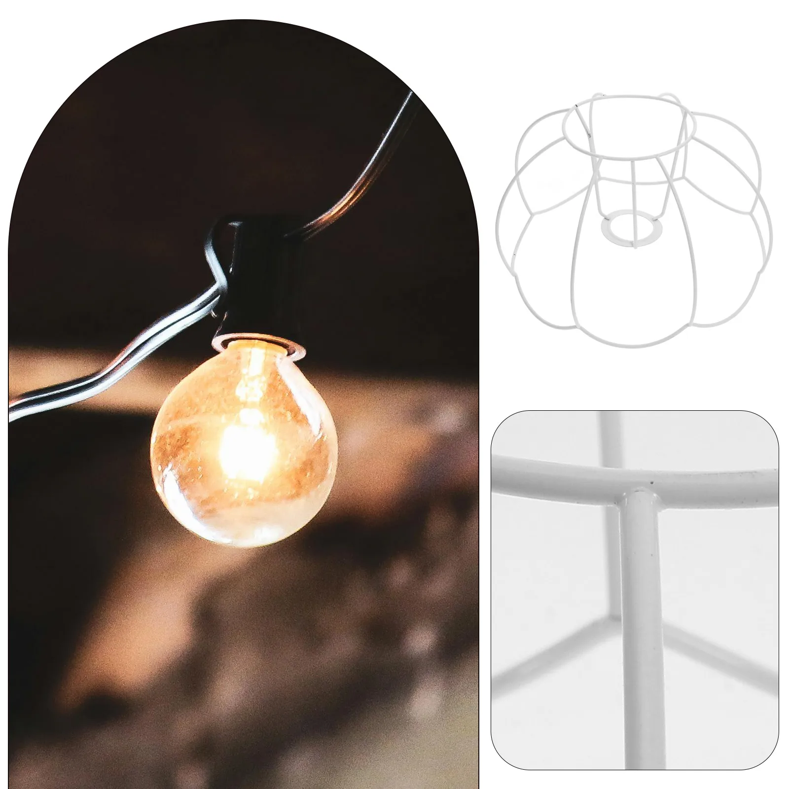 

Pumpkin Lantern Holder Lamp Shade Frame Cage Ring Lampshade Hook Diy for Accessory Crystal