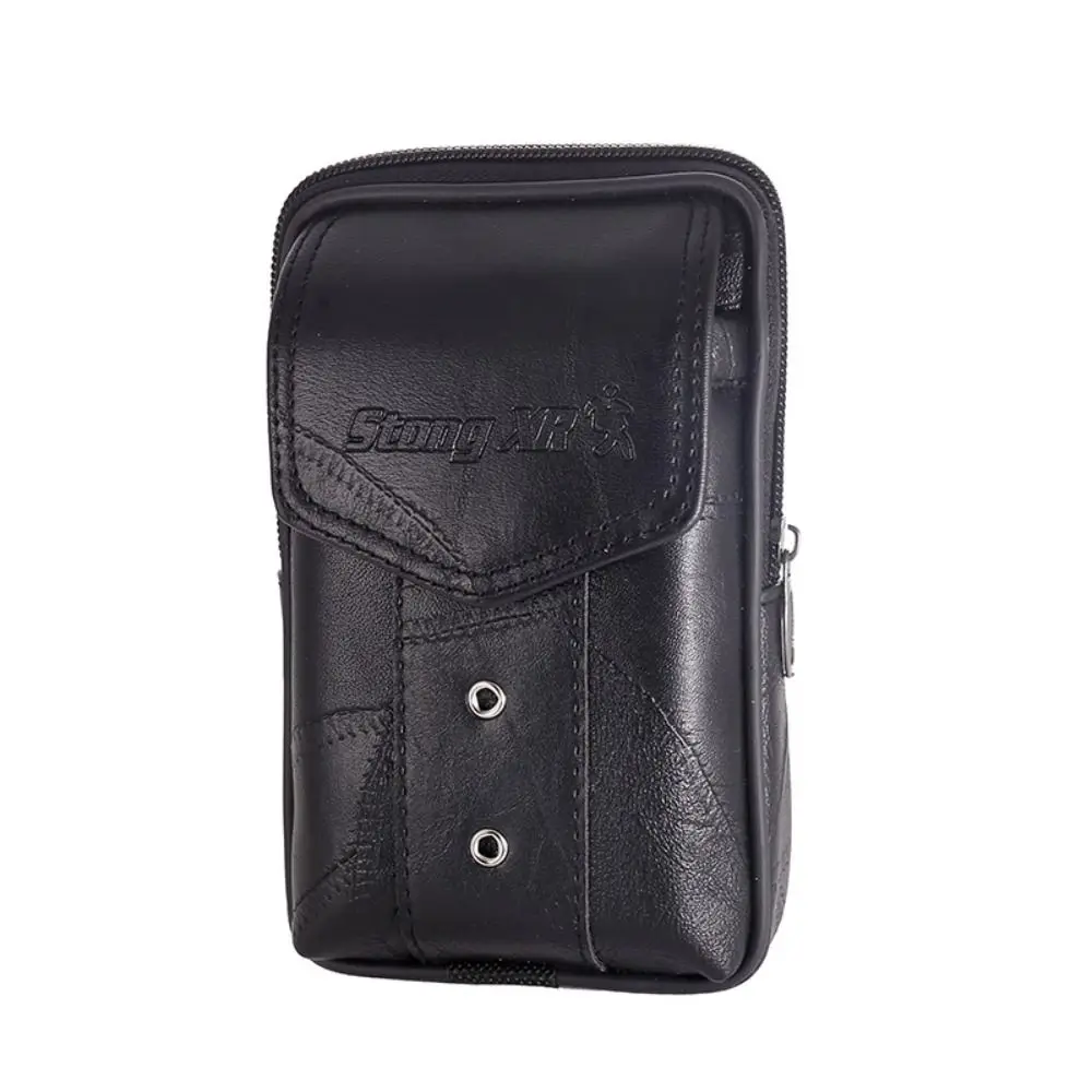 High Quality Large Capacity Mobile Phone Bag Leather Solid color Running Pouch Belt Wallet