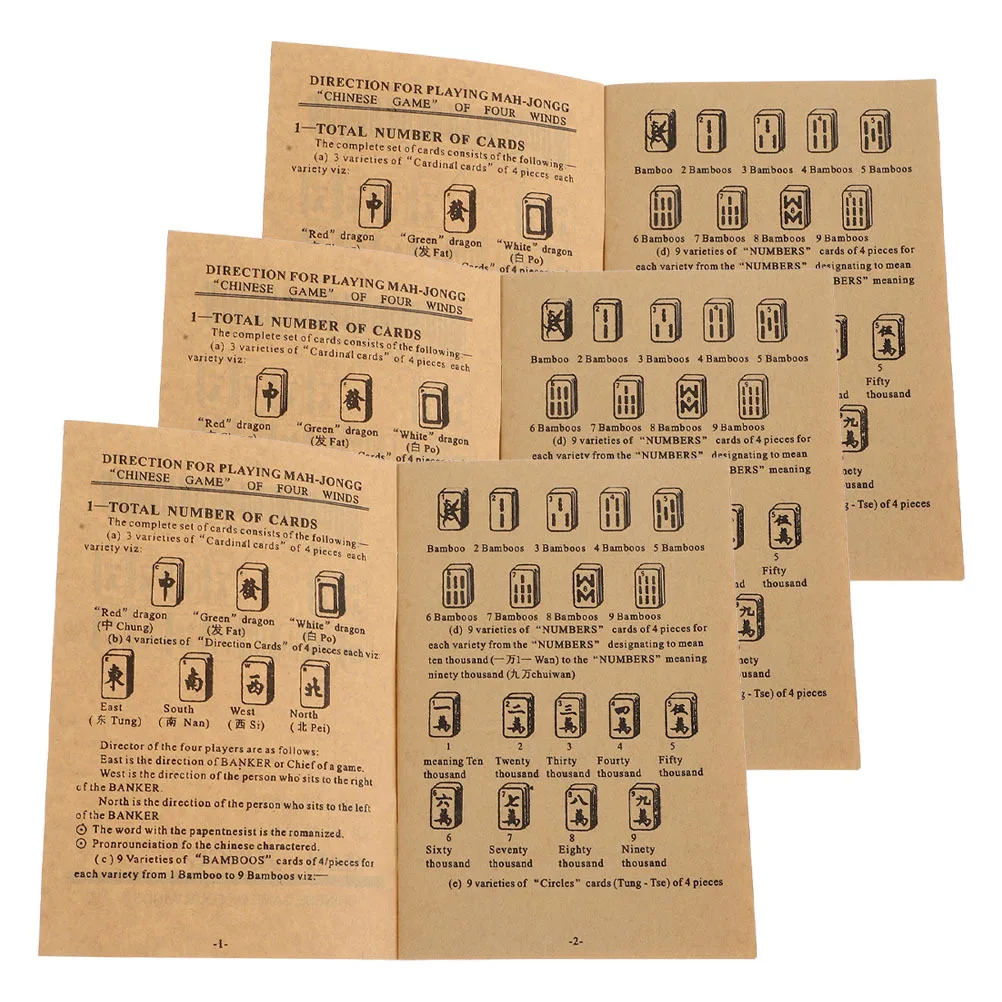 

3Pcs Chinese Mahjong Rule Book for Beginners Mastering Essentials with Clear Illustrations and Diagrams Chinese Mahjong Parts