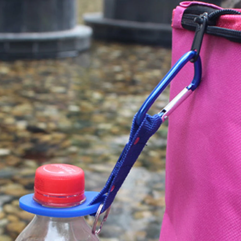 

10pcs Water Bottle Hook Key Ring Mineral Drink Holder Outdoor Aluminum Hanging Clip for Hiking Camping Biking Fishing