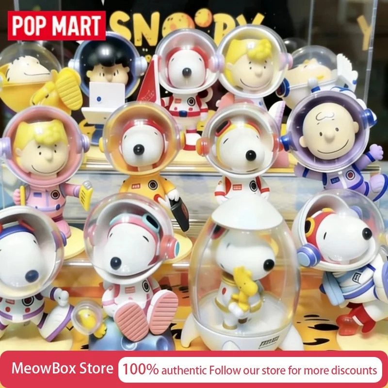Figuras Coleccionables de la Serie Exploración Espacial de Snoopy de Pop Mart, Cajas Sorpresa, Regalos Coleccionables de Moda