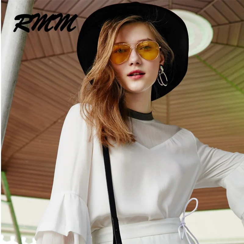 RMM brand High quality pilot sunglasses HD unisex Fashion Mirror sunglasses yellow night vision glasses for men women