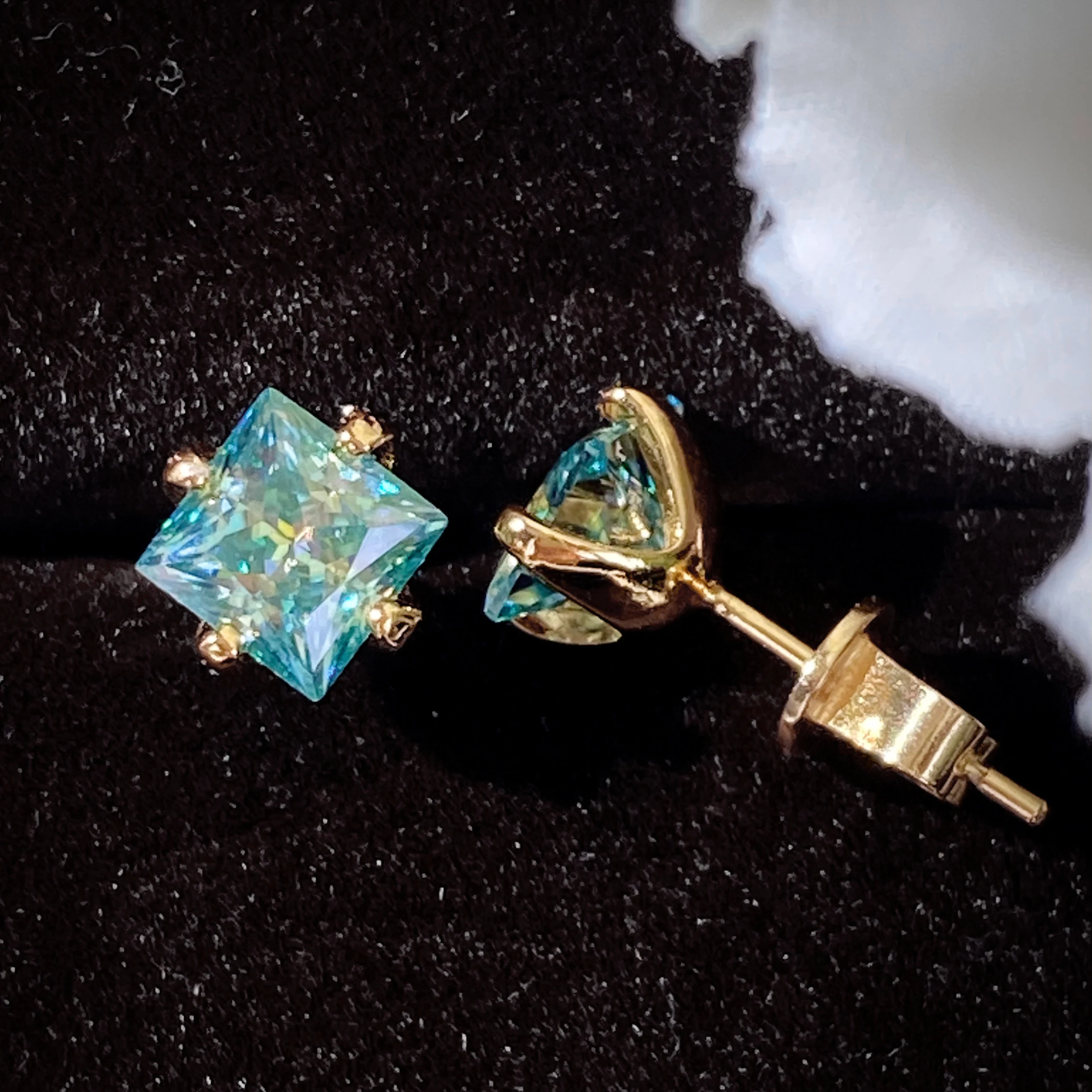 Bocarman Princess Cut Grüne Moissanit-Ohrstecker S925 Silber Krappenfassung 1,2CT 3CT Feiner Schmuck für Damen – Detail 8