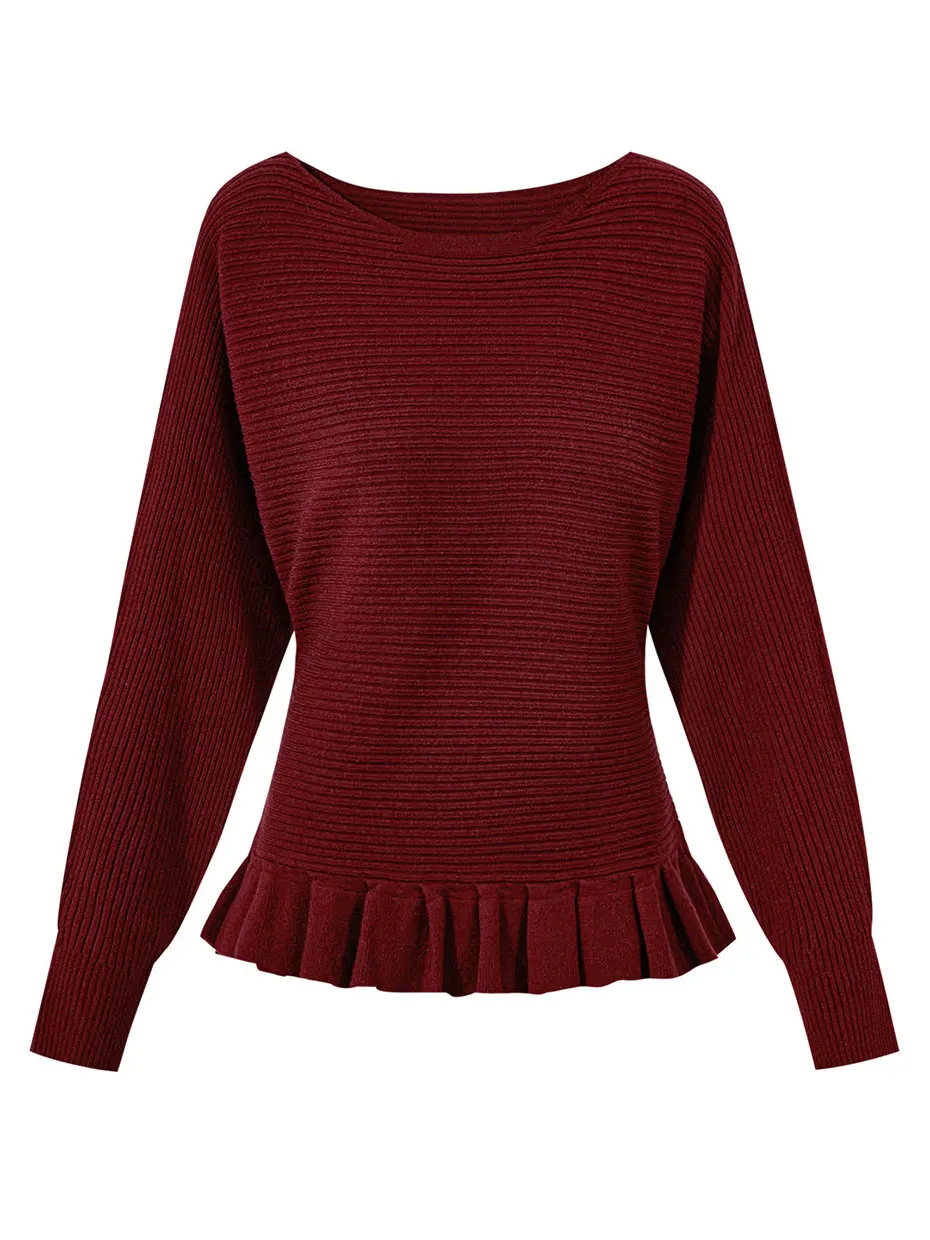 Red Lace Trim Knitted Base Layer Women's Inner Wear Autumn Winter Elegant Waist Cinched One Shoulder Sweater Fashionable Vers...