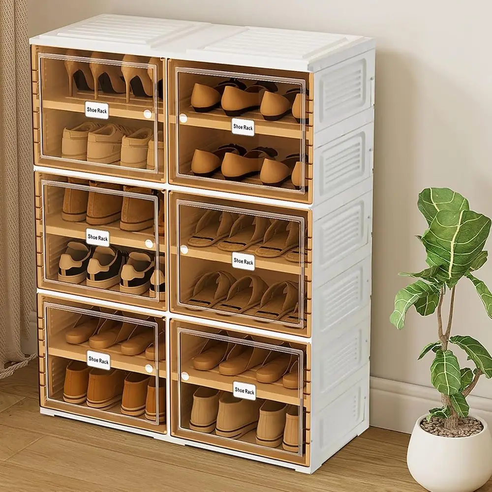 

6-Tier Shoe Storage Cabinet with Magnetic Door, Organizer for Entryway, Holds 24 Pairs, Easy Assembly