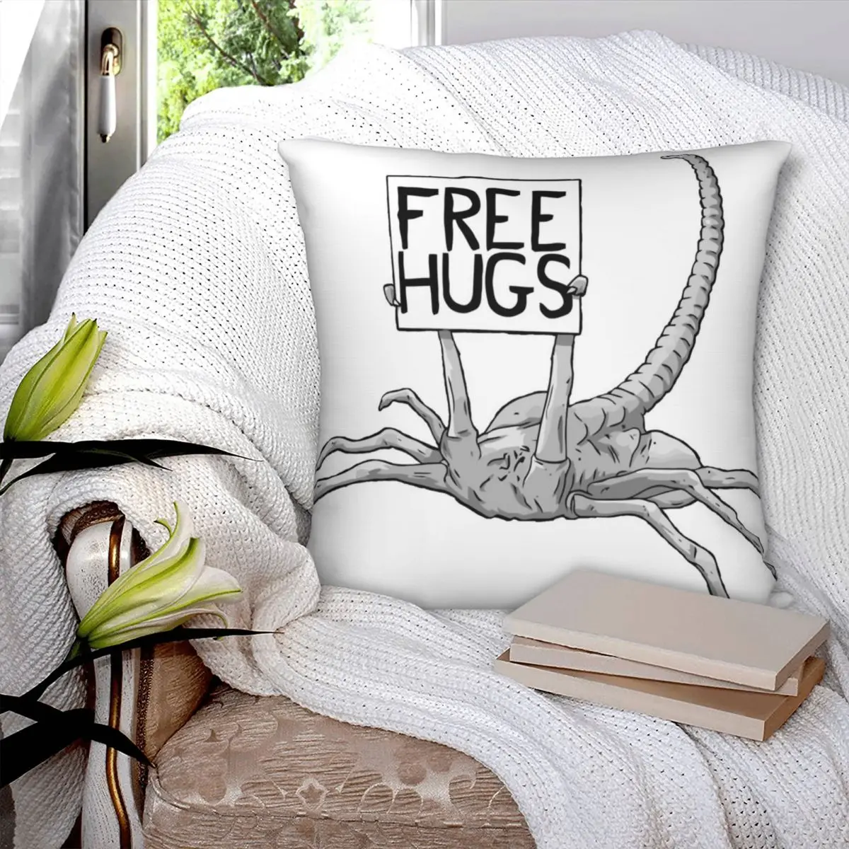 Face Hugger Free Hug Xenomorph Pillowcase Polyester Linen Velvet Printed Zip Decor Throw Pillow Case Car Cushion Cover