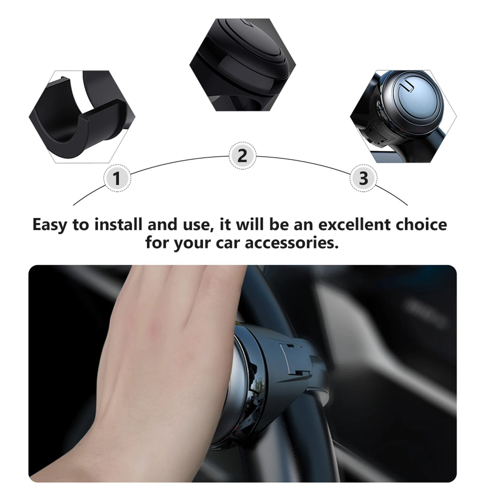 

Steering Wheel Knob ABS Material Car Accessories Booster Handle Practical Function Long Service Life Elegant Design