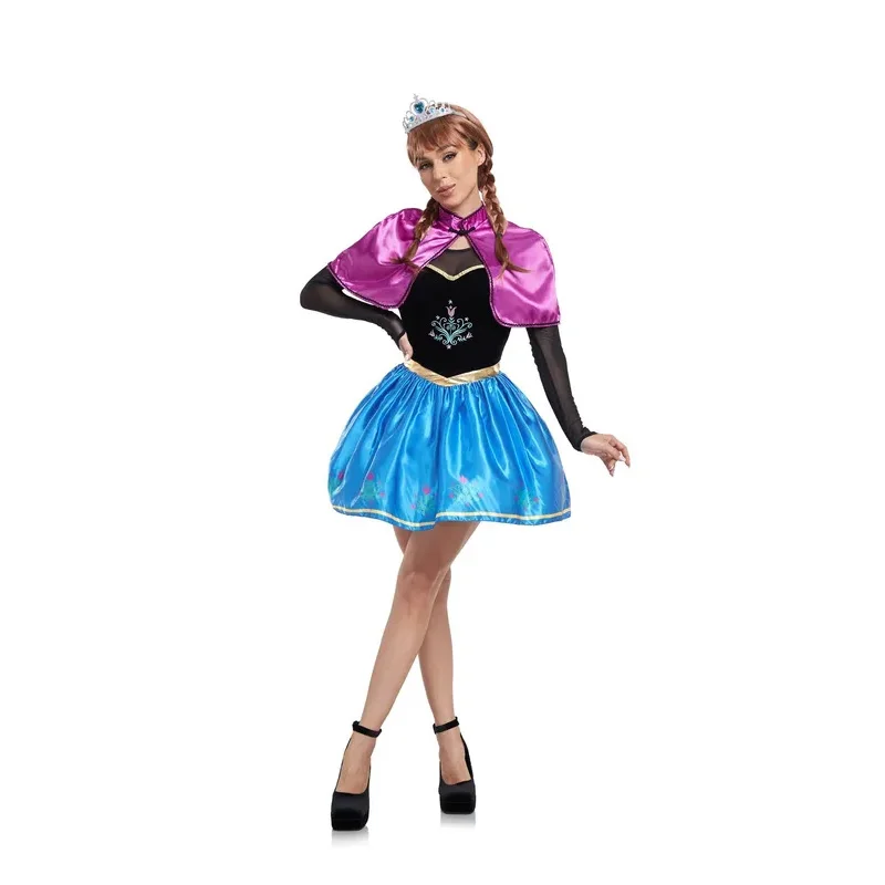 

Frozen Anna Princess Short Adults Snow Queen Elsa Cosplay Costume Fairy Tale Party Dresses for Women Halloween Fancy Dress