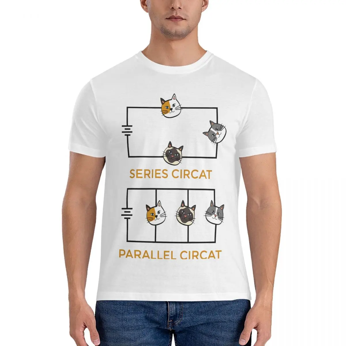 Series And Parallel Circuit Men's T Shirt Electrical Engineer Leisure Tee Shirt Short Sleeve Crew Neck T-Shirt 100% Cotton